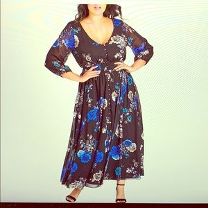 Electric floral print maxi dress